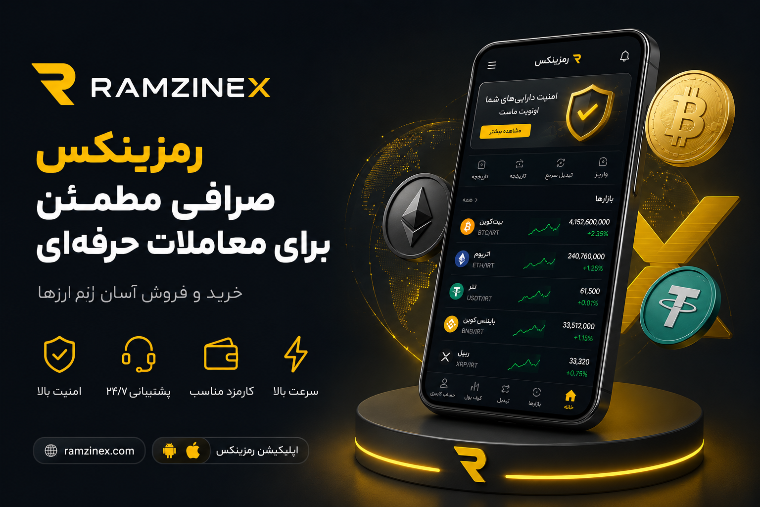 بنر برنامهٔ دعوت دوستان رمزینکس — جوایز و تخفیف کارمزد رسمی